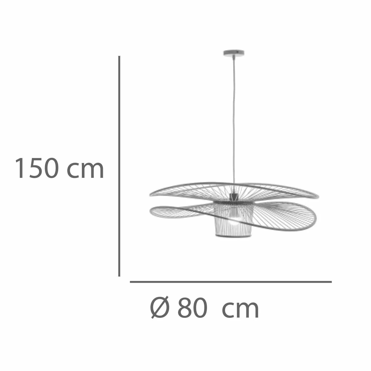 LAMPARA COLGANTE 1L MADERA Y ACERO PINTADO BLANCO Ø80CM - Imagen 2