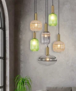 LÁMPARA 6L ACERO PINTADO ORO