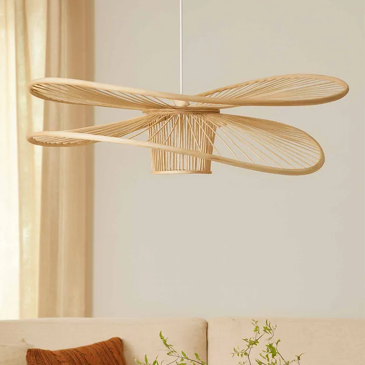 LAMPARA COLGANTE 1L MADERA Y ACERO PINTADO BLANCO Ø80CM