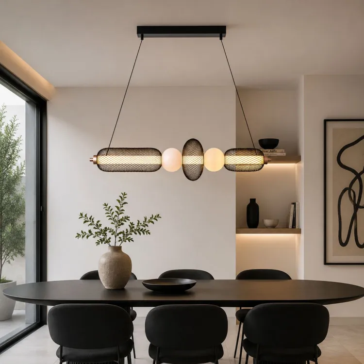 LÁMPARA LED REJILLA ,BOLA CRISTAL MATE Y ACRÍLICO 103 X 22 CM