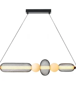 LÁMPARA LED REJILLA ,BOLA CRISTAL MATE Y ACRÍLICO 103 X 22 CM - Imagen 2