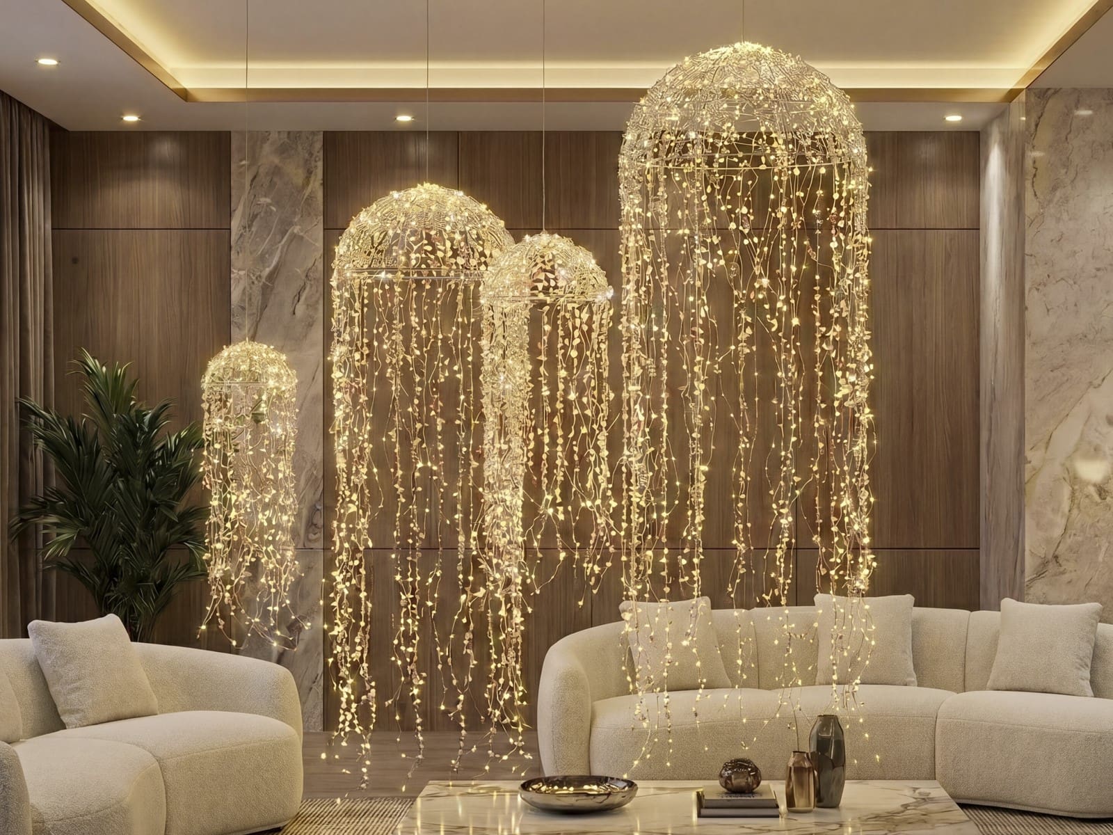 + LAMPARA MEDUSA PERLAS 45D CMS. 1.000 LEDS IP44