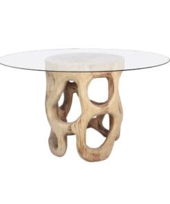 Alternative view of MESA REDONDA MADERA SUAR/CRISTAL 130DX76 CMS