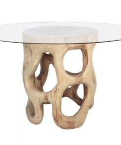 MESA REDONDA MADERA SUAR/CRISTAL 130DX76 CMS